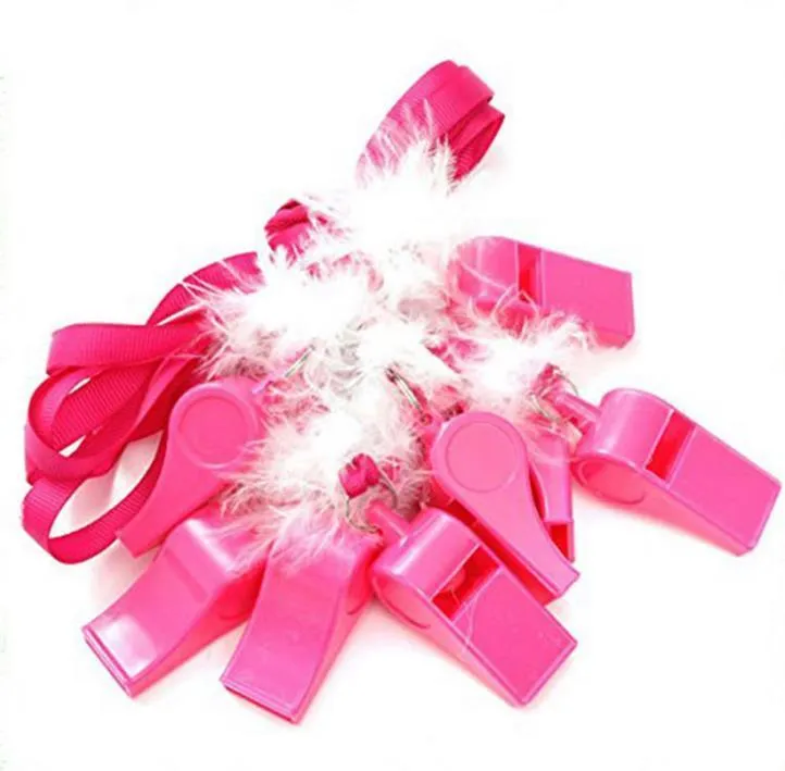 Other Event Party Supplies 30pcs Pink Fluffy feather whistle blowing fun necklace hen party night stage joke noise maker Cheer props 230919