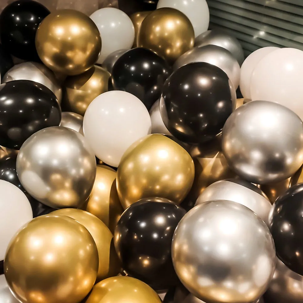 Party Decoration 10/20/30/40 Pcs 10Inch Silver Golden Metal Latex Confetti Balloon Wedding Birthday Decorations 230920