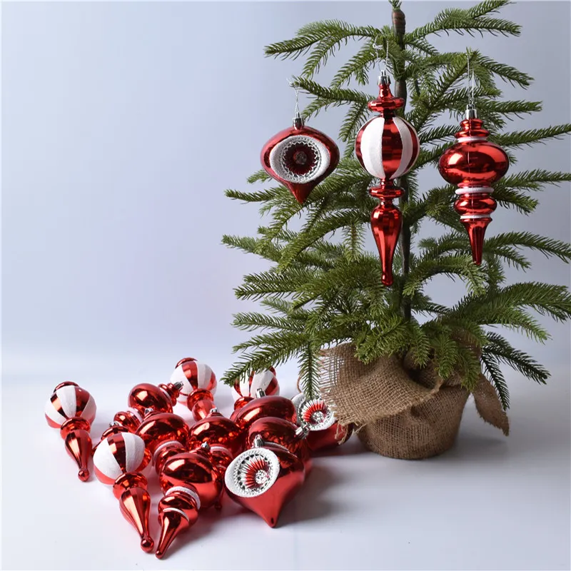 Decorações de Natal 5pcs Decoração de árvore de Natal em forma especial Cabaça Bola de cebola Conta-gotas Decoração de casa Bolas de Natal Pingente vermelho e branco 230920