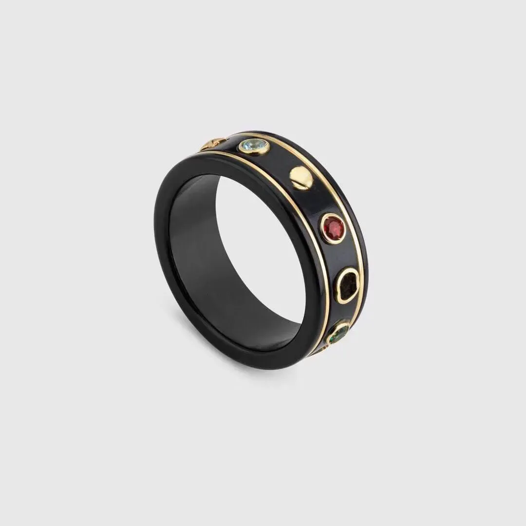 Nowy styl styl mody Czarne białe ceramiczne pierścionki klastra Bague Anillos dla mężczyzn i kobiet zaręczyńców Para Biżuterii Prezent