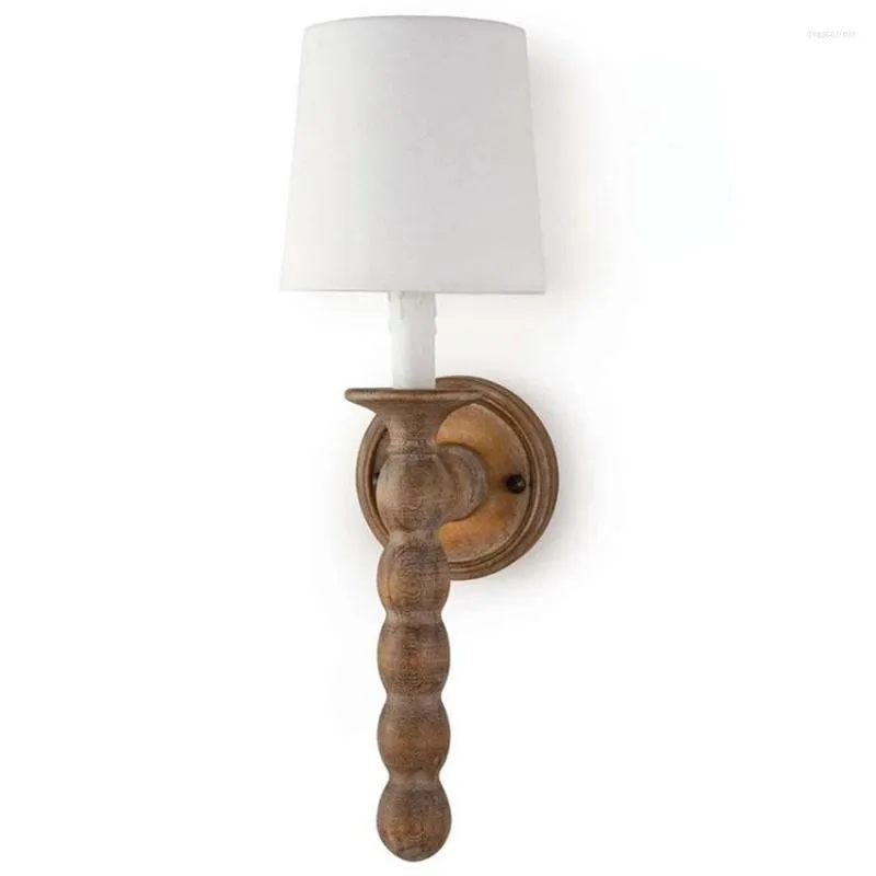 Wall Lamp American Country Solid Wood Lamps Loft Bedroom Bedside Light Living Room Background Study Aisle Decoration Sconces Lights