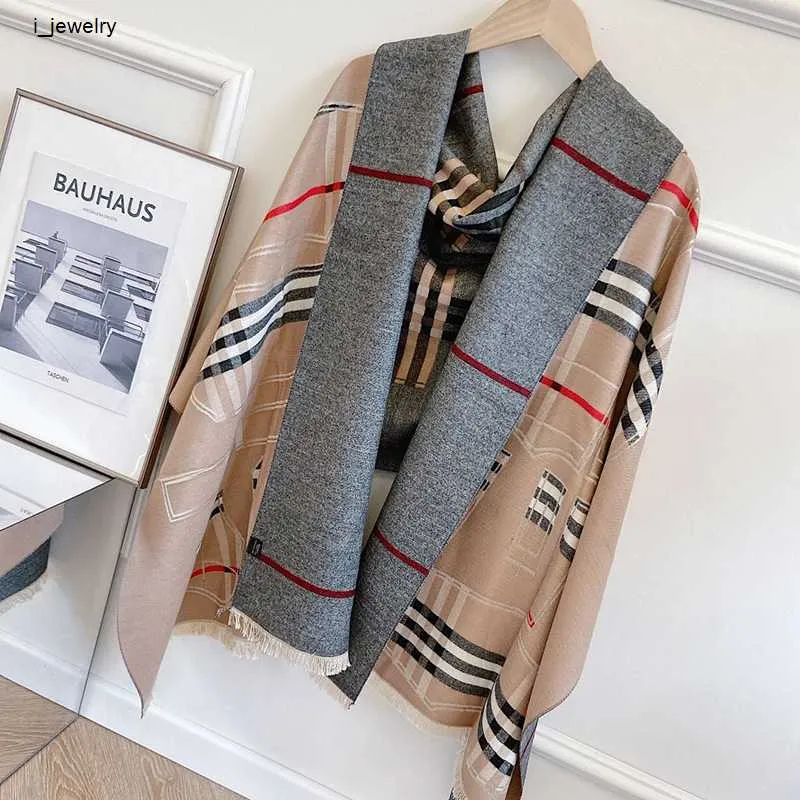 Fashion Multicolored plaid pattern design Cashmere Scarf men's and women's same brand letter scarf large shawl