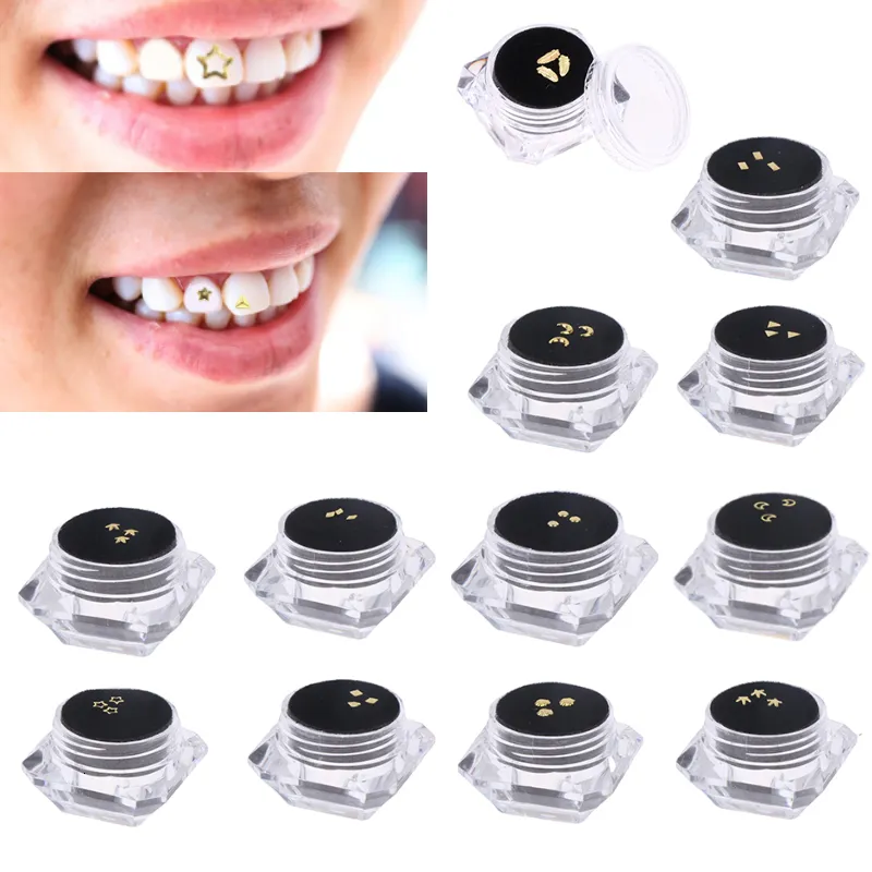 その他の経口衛生345pcsbox歯科歯クリスタルダイヤモンドオーナメント金色の歯の宝石飾りのためのさまざまな形状経口衛生歯の飾り230919