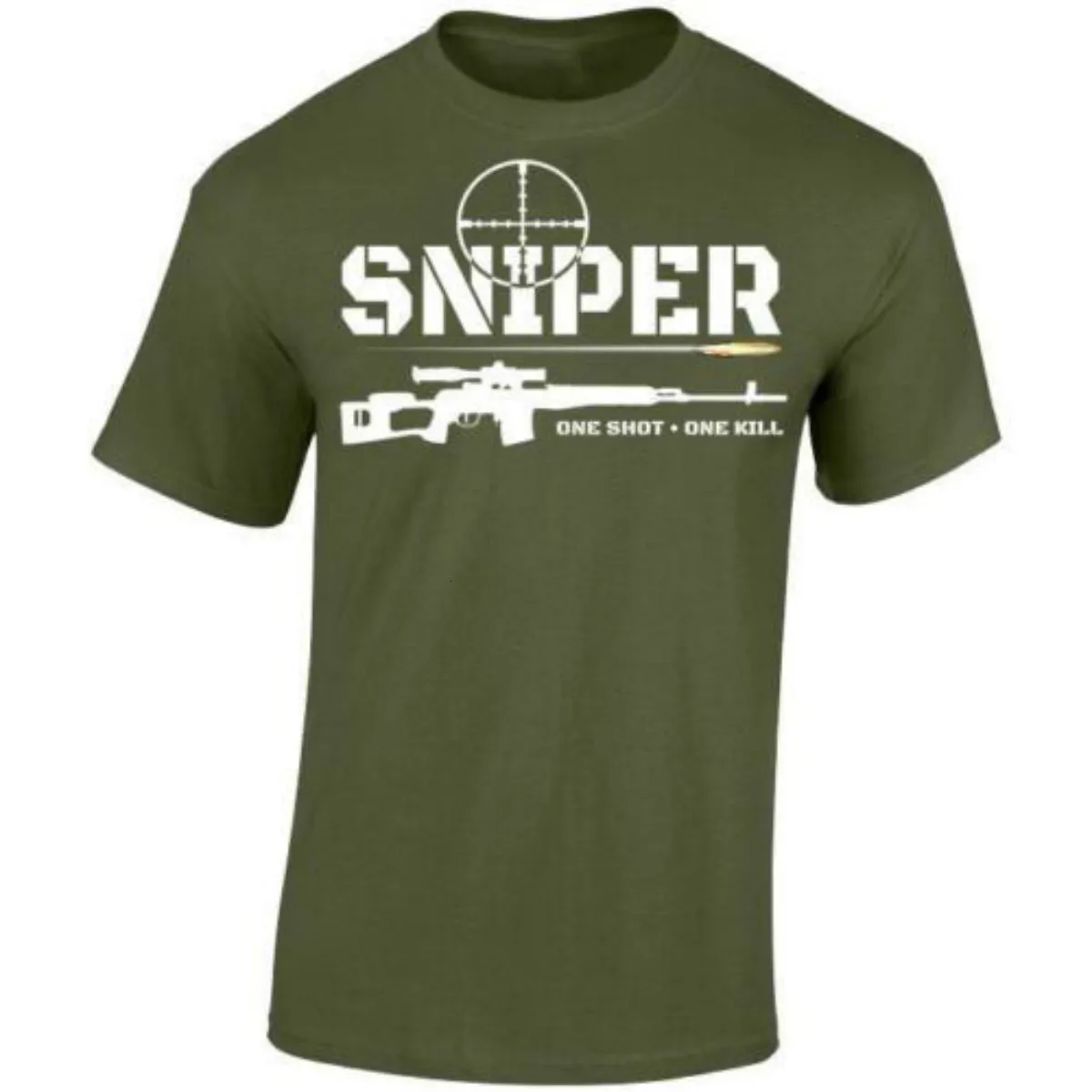 Koszulki męskie Unikalne snajper snajper jeden S One Kill T-shirt. Letnie bawełniane krótkie rękawe O-Neck Mens T Shirt S-3XL 230920