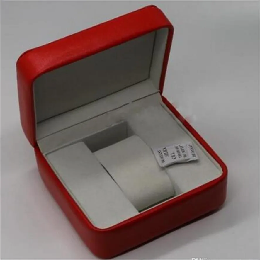 Nytt fyrkantigt rött för Omeg Box Watch Booklet Card Taggar och papper på engelska klockor Box Original Inner Ytter Män armbandsur Box264e