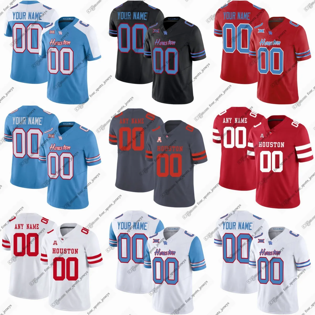 カスタムカレッジヒューストンクーガーズフットボールジャージReshaun Sanford II Noah Guzman Dante Wynn Ui Ale Lucas Coley Jett Huff Caleb McMickle Smith Four Sports Jerseys