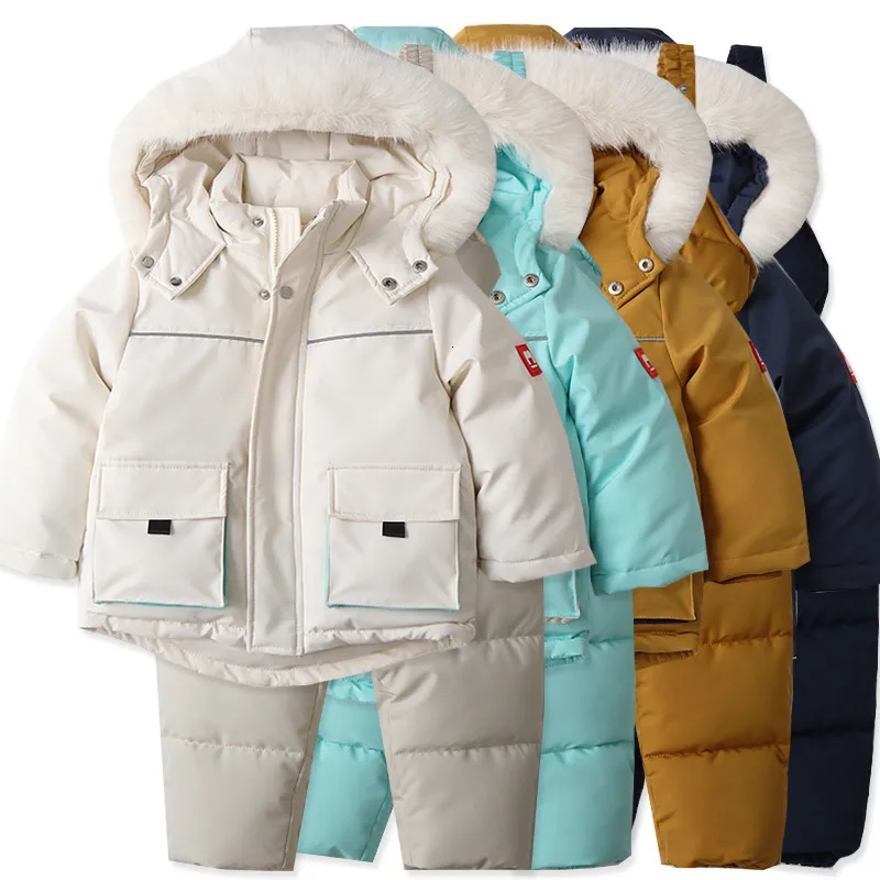 Set di abbigliamento Set per bambini Baby Winter Warm Jackets Parka Ragazzi Tuta spessa Cappotto per neonati Vestiti per bambina per bambini Tuta da sci per bambini 230919