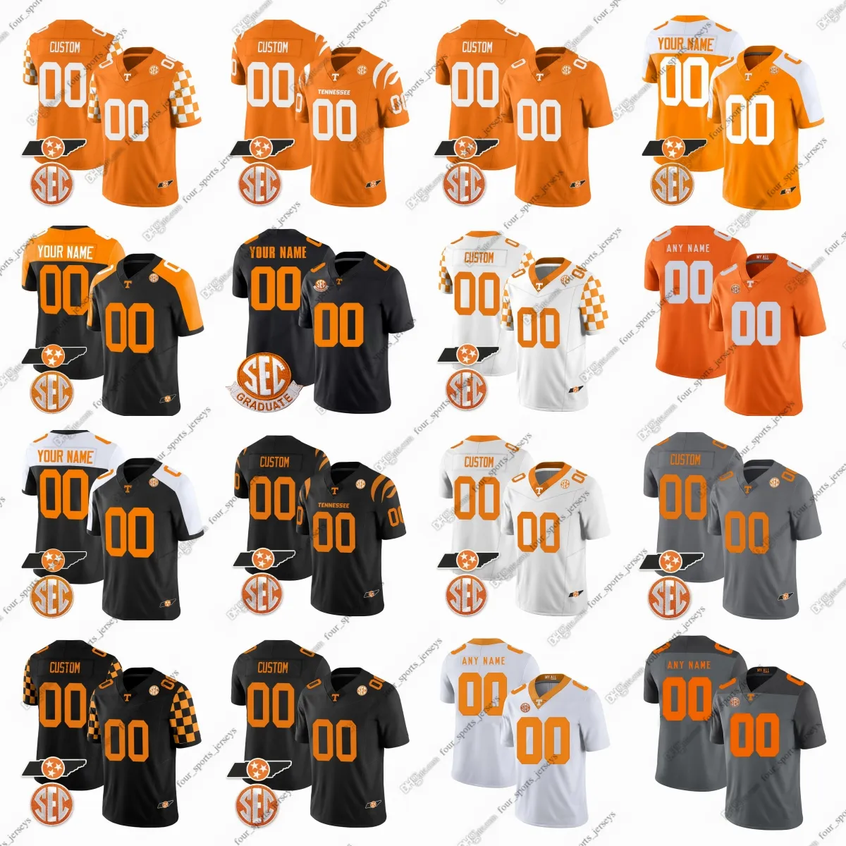 Maglie da calcio personalizzate NCAA College Tennessee Volunteers Cooper Mays Squirrel White Tyree Weathersby Kwauze Garland Keenan Pili Ryan Damron quattro maglie sportive