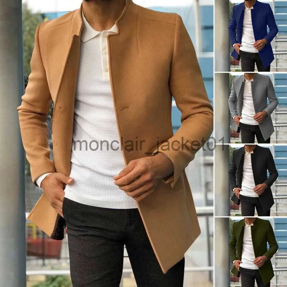 Gabardinas para hombres Abrigos de moda Hombres Traje Abrigo Formal Hombres Abrigo de lana Mangas largas Mantener cálido Botones adelgazantes Chaqueta de lana J230920