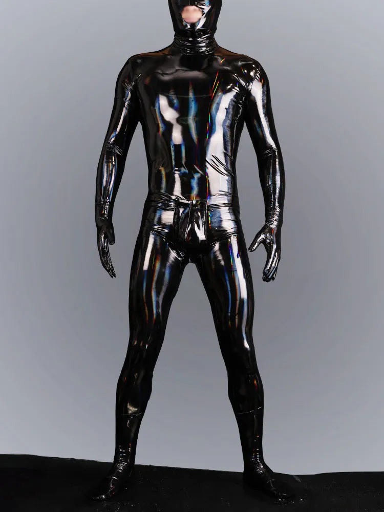 Cosplay homme femme de chambre Latex ammoniaque Catsuit PVC hommes Costumes Club Zentai haute élastique brillant corps complet Body Shapewear mâle le plus sexy