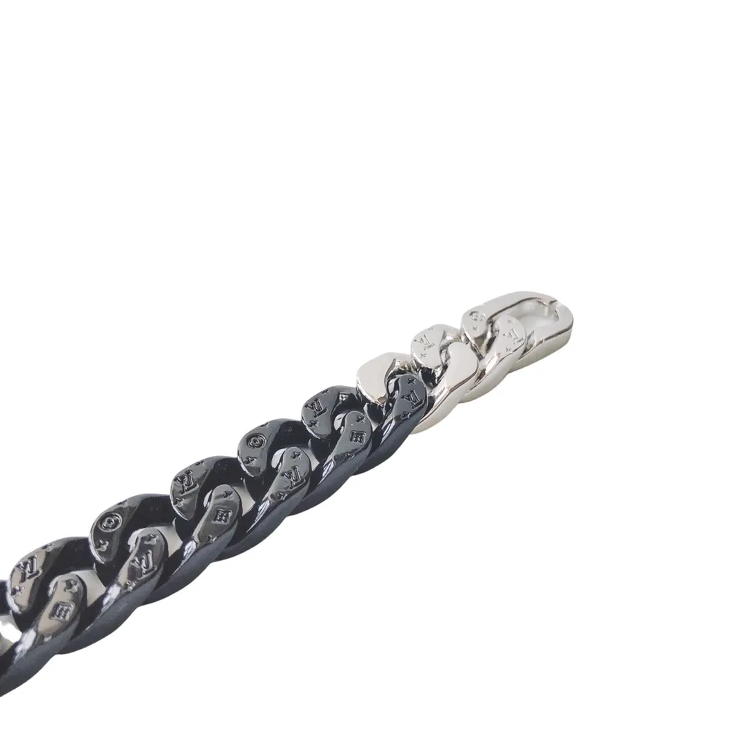 Elos de corrente masculinos pulseira de corrente cubana pulseira de contraste de prata preta M00536