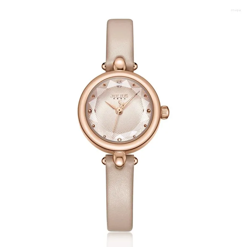 Zegarek Julius Watch Art Skórzany zespół Pearl for Woman High Quality Japan Quart Ladies Pink Rose Gold Tone Hour JA-1080