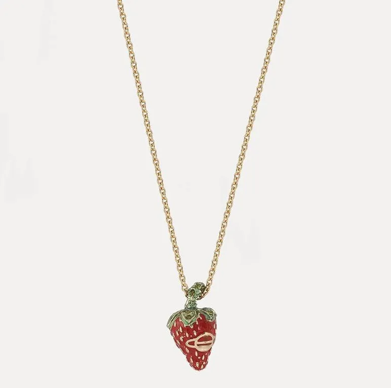 Collier fraise rose, chaîne de clavicule de styliste, bijoux à la mode, pendentif, cadeau de mariage