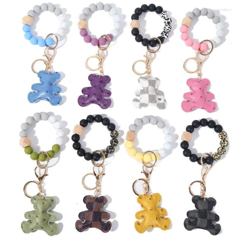 Keychains Bear Car Keychain Charms Silicone Beads Keyring For Keys Colorful Men Women Accessories Fashion Jewelry Wholesale