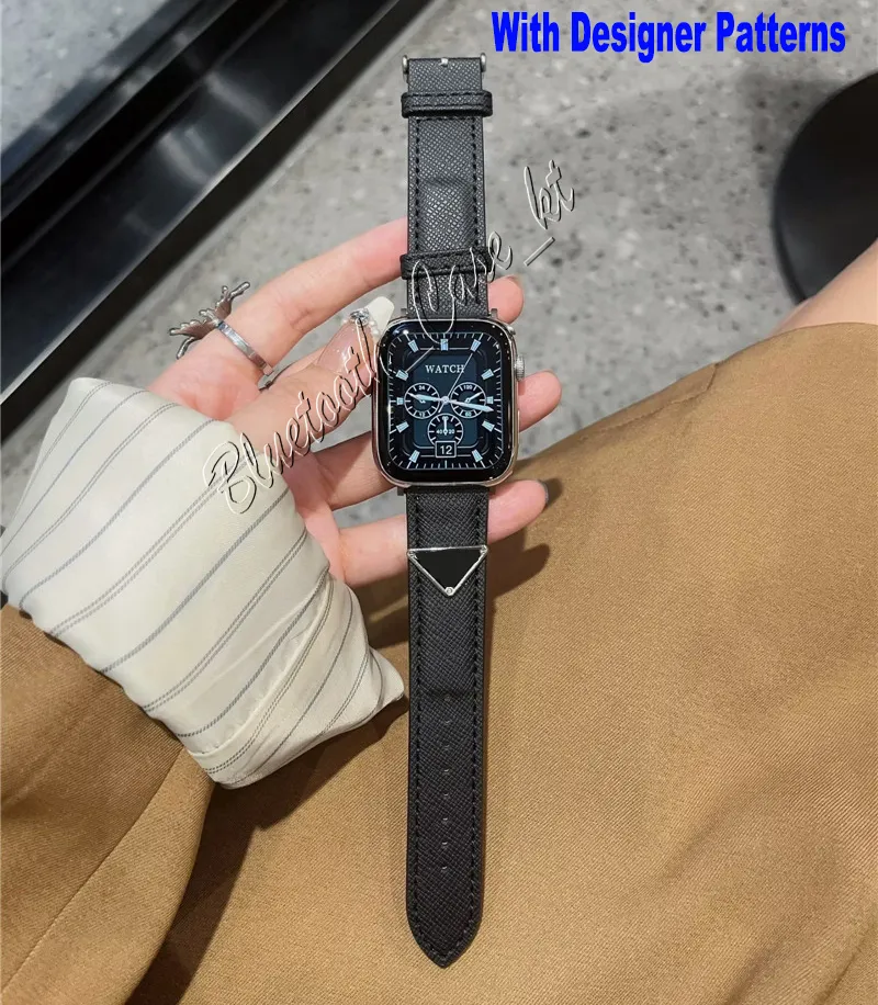 Fashion P Designer Watchband Straps for apple watch series 8 9 band 49mm 45mm 41mm 40mm 44mm 42mm 38mm PU Leather designs bracelet iWatch ultra 8 SE 7 6 5 3 2 1 Smart strap