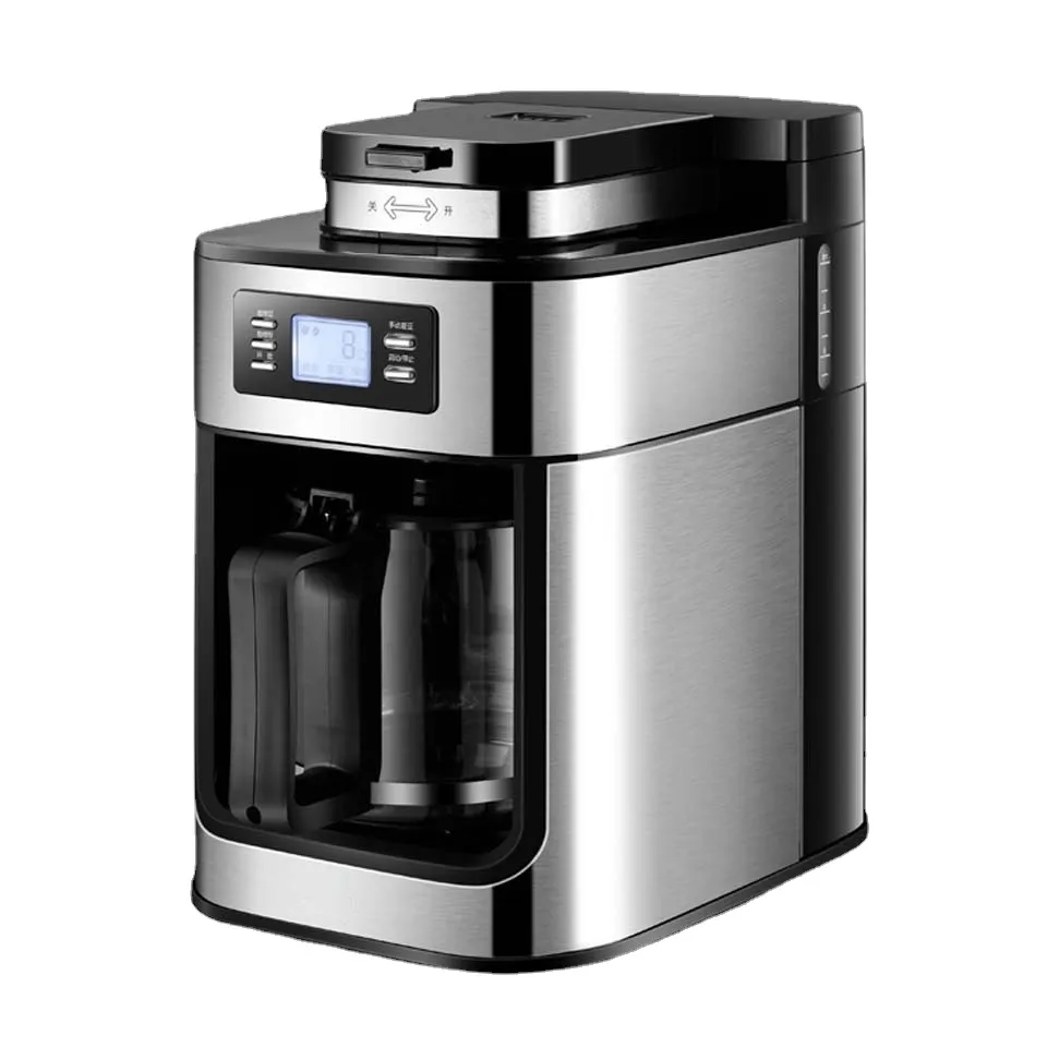 1.2l máquina de café elétrica americana moedor automático de grãos de café com pote para festa de escritório display digital 220v