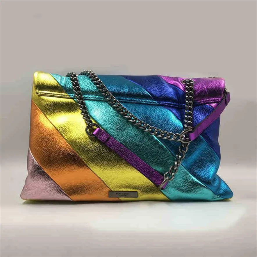 Kurt Borse Borsa a mano con catena arcobaleno tinta con testa d'aquila Borse tote personalizzate Borsa a tracolla singola 220616Zhouzhoubao123264s