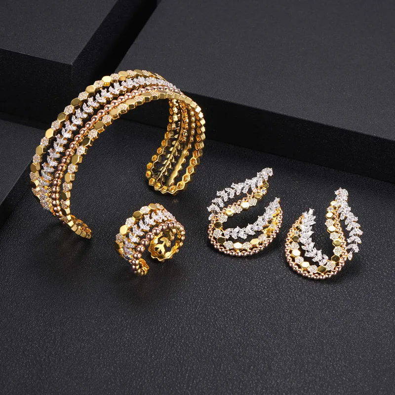 Hochzeit Schmuck Sets Janekelly 3 stücke Braut Zirkonia Voll Für Frauen Party Luxus Dubai Nigeria CZ Kristall Halskette Sets l230920