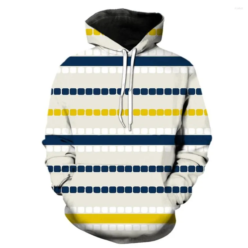Men's Hoodies French Style Tops Stripe With Hood Jackets Long Sleeve 3D Print Funny Hip Hop Spring Teens Fashion Oversized Cool