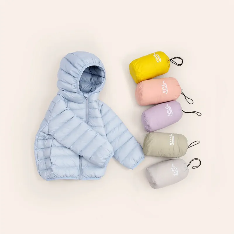 Piumino 3-13 anni Piumino bianco per bambini Piumino per ragazzi Cappotto per bambini addensato per ragazza Inverno Casual Colore caramella Vestiti caldi con cappuccio 230919