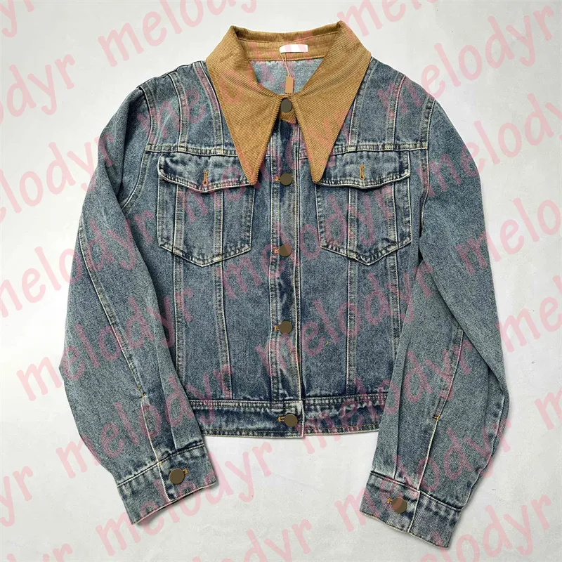 Retro Blue Denim Jackets Embroidery Letter Short Style Jean Coat Luxury Designer Long Sleeve Denim Cardigan