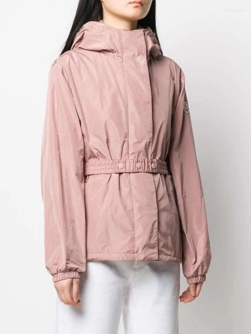 女性用ジャケット2023秋の短いフード付きコートウエストトレンチハイエンドファッションシンプル