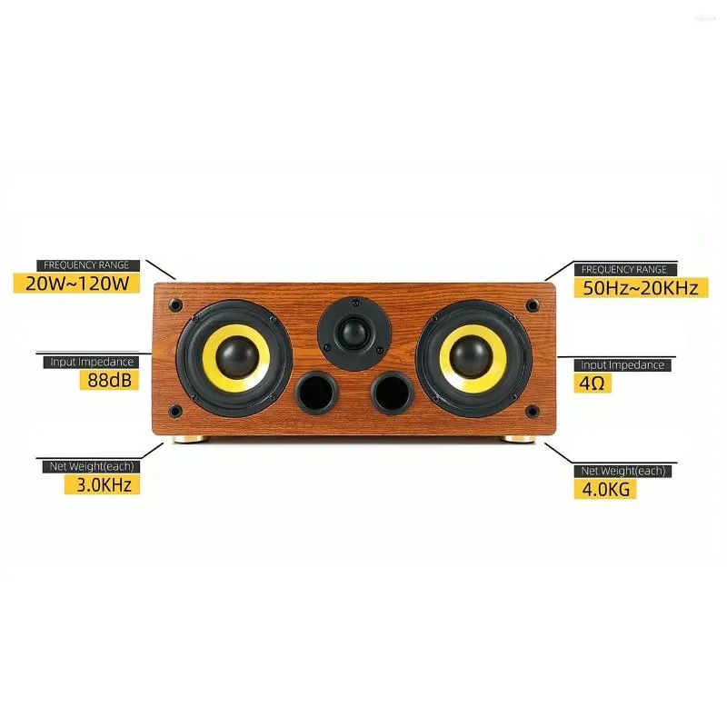 Комбинированные динамики 4-дюймовый центральный динамик 6 Ом Мощность пассивного звука для домашнего кинотеатра Высококачественная деревянная лихорадка HIFI Surround Box