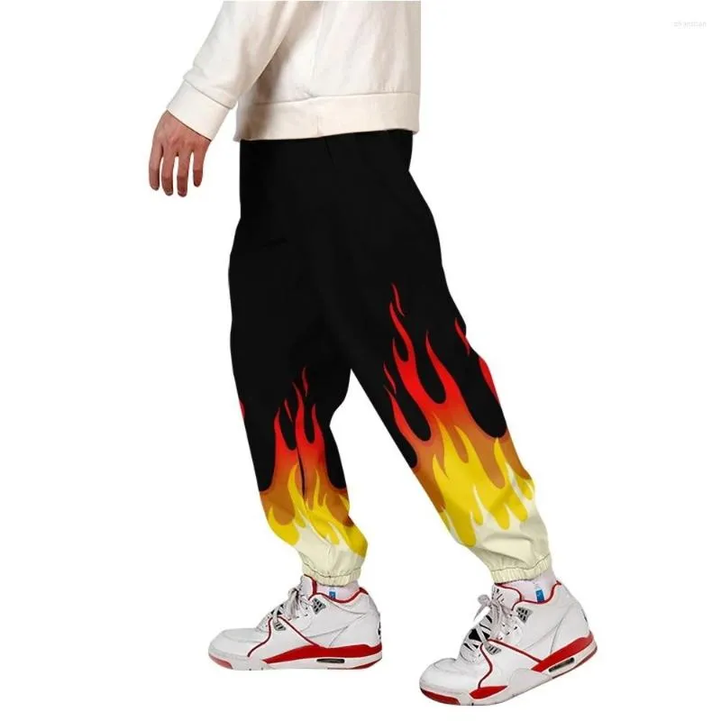 Men's Pants 2023 3D Print Red And Yellow Flame Sweatpants Women/Men Fitness Joggers Spring High Street Anime Trousers Fashion Pantst