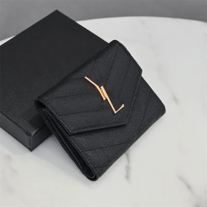 Grain leather designer card holder luxury wallet womens casual classical envelope portefeuille small coin purse credit passport holder solid color xb063