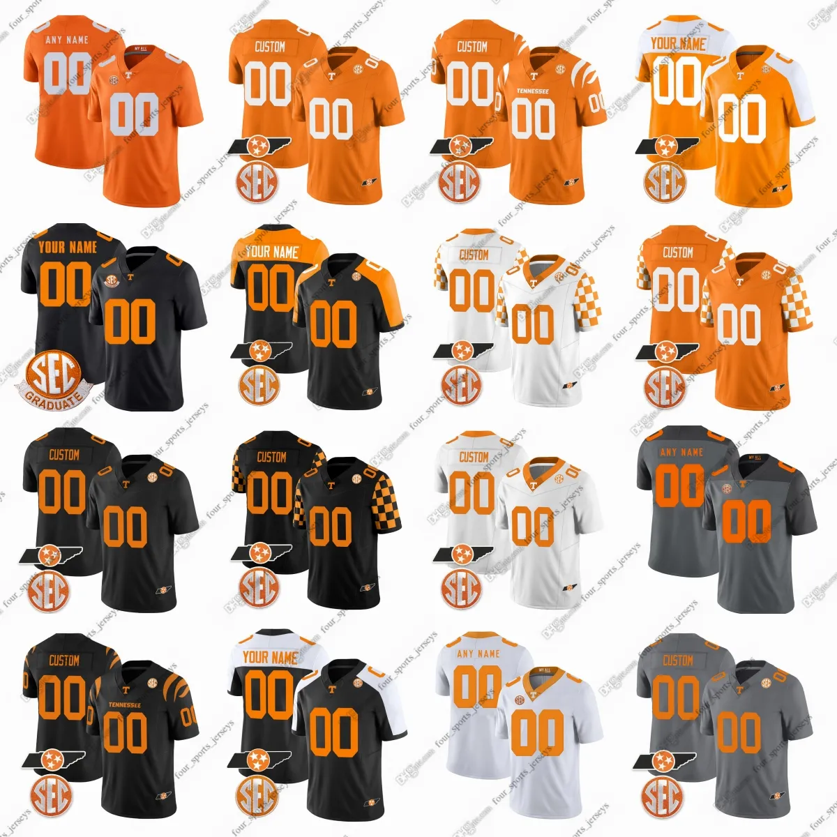 Anpassad NCAA College Tennessee Volunteers Football Jerseys Titus Rohrer Hunter Salmon Luke Shouse Jacob Warren Parker Ball Ayden Bussell Four Sports Jerseys