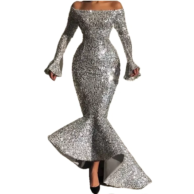 chinese dress ladies Mingxue Scarf Elegant Sheer Neck Prom Dress Evening Dress Lace Mermaid Prom  Dress