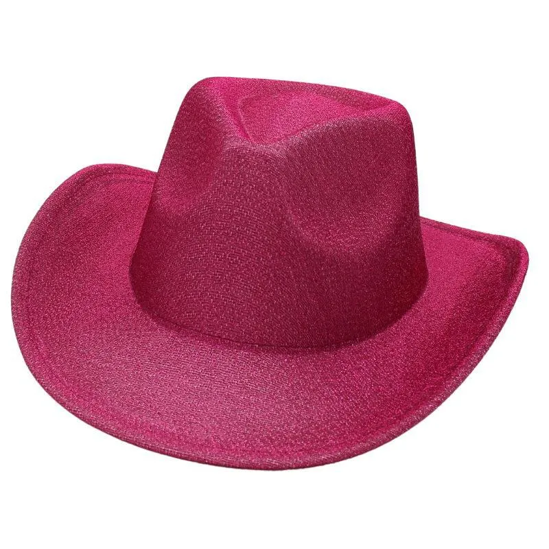 Frosted Top Hat Western Cowboy Hat Roll Brim Cowgirl Fedora Hat Party Vilt Cap Artistiek Temperament Zonnehoed voor Vrouwen Mannen