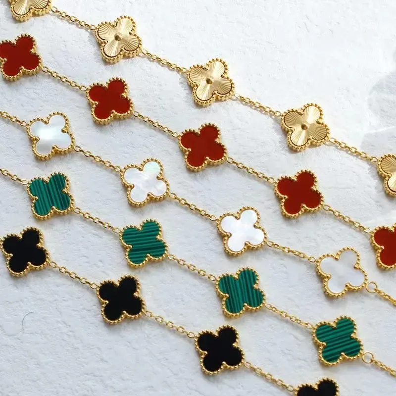 Wholesale Girl Light Gold Plated Four-Leaf Clover Bracelet Fashion Jewelry New Lucky Simple Colorful Everyone's Favorite Lovers Gift