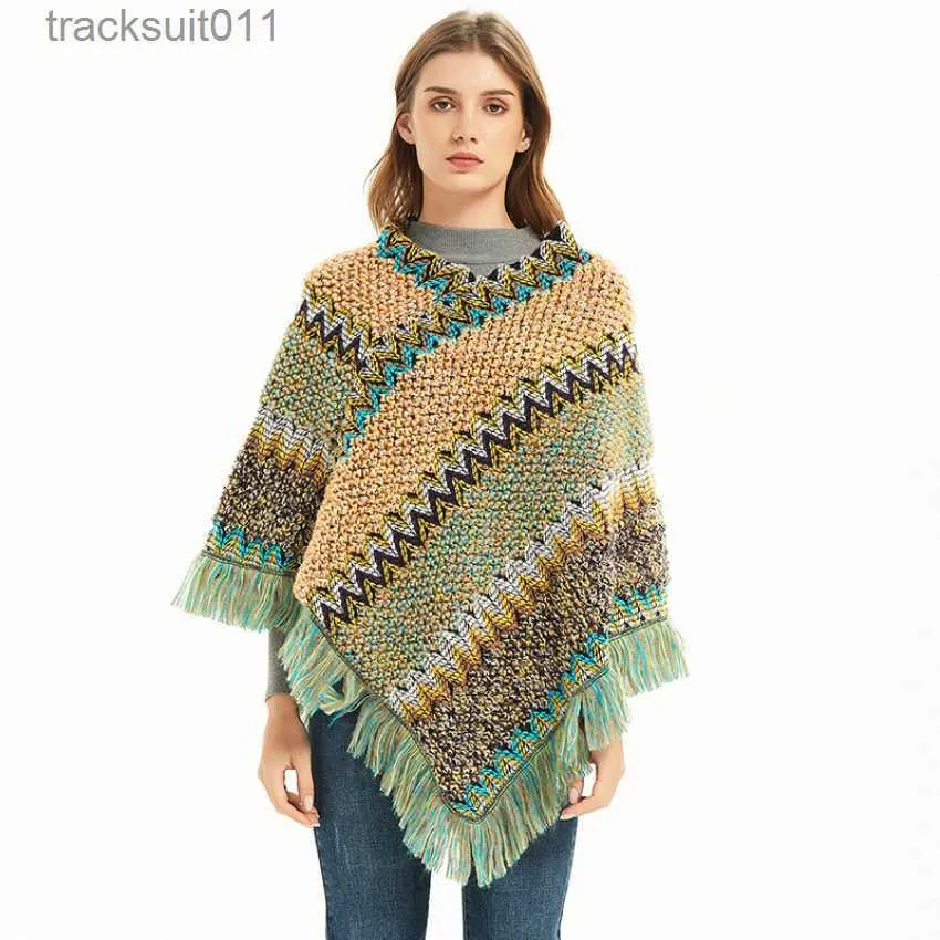 Dames Cape WeHello-mouwen sjaal voor dames Boheemse Poncho Capes Acrylvezels Mantel Herfst en Winter Toerisme Dame Nieuw L230920