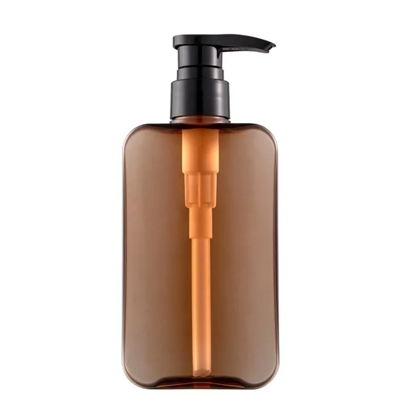 200ML 300ML Packing Empty Plastic Bottle Clear Square Brown PET Black Lotion Press Pump Refillable cosmetic Portable Packaging Container