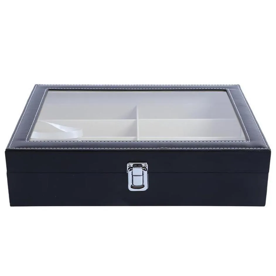 Fashion 8 Grid Glasses Storage Box Corrosion Pu Leather Eyeglass Box Portable Travel Glasses Display Collector Organization Box LJ187V