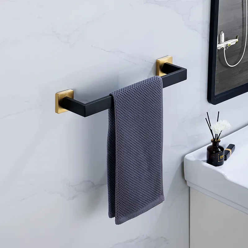Bathroom Towel Bar Set 5-Piece - Matte Black, SUS304 Stainless Steel With Towel Rack & Hooks - View #11