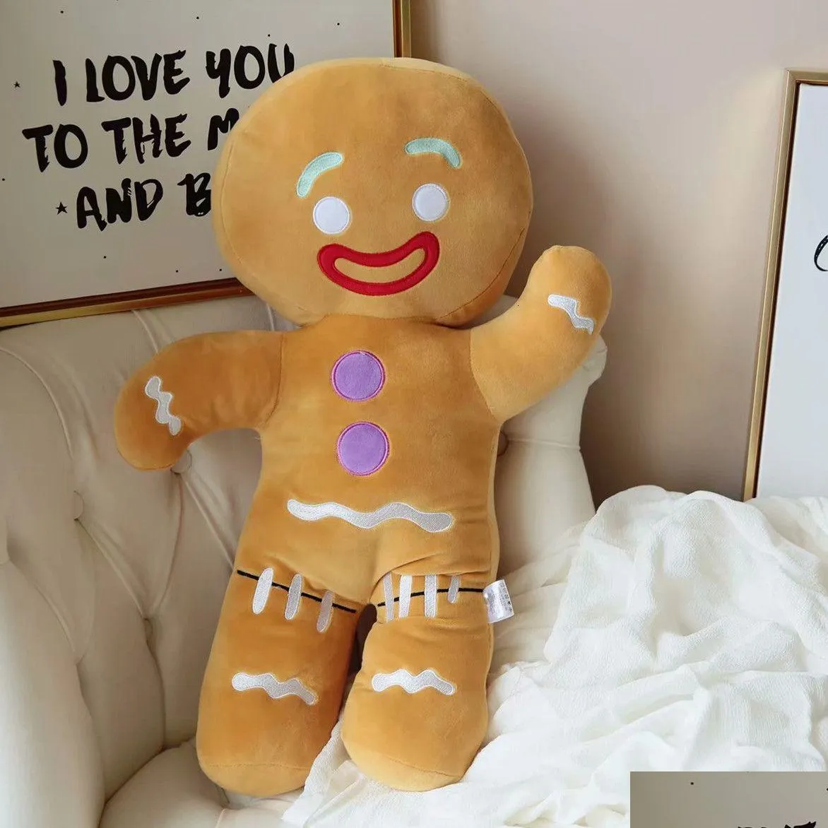 플러시 인형 3060cm 만화 귀여운 진저 브레드 장난감 펜던트 박제 아기 달래 인형 비스킷 남자 베개 순록 아이 선물 선물 221206 dhswz