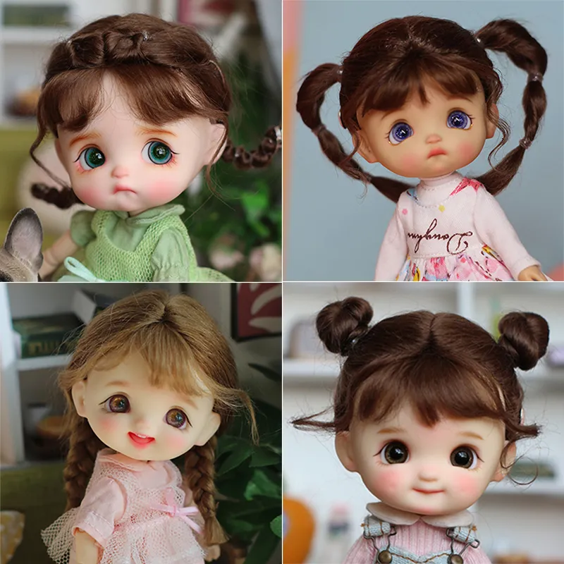 Doll Bodies Parts Doll Bangs bangs ponytail Curly Soft Mohair Wig مناسبة لـ OB11 1/12BJD 1/8BJD Doll Wig Doll Accessories 230920