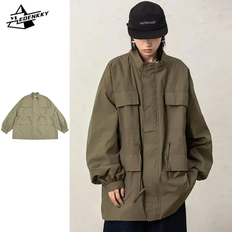 Giacche da uomo Giacca coreana oversize Uomo Donna High Street Cappotto cargo vintage Harajuku Hiphop Coppia Trench multitasche Top allentato unisex