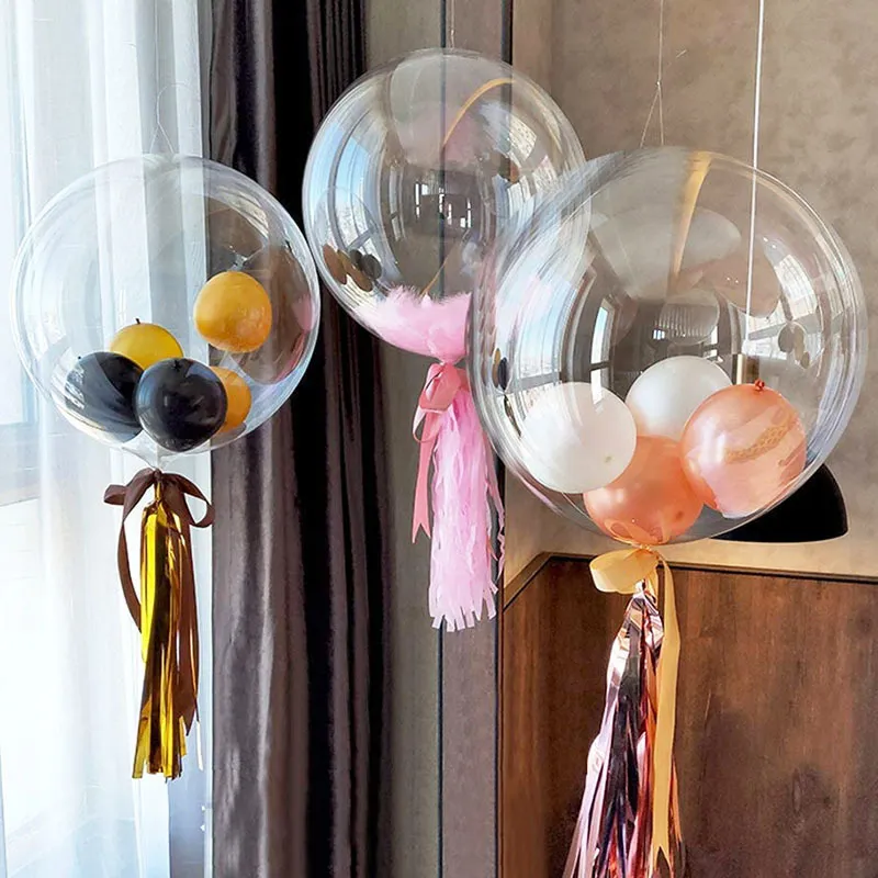 Party Decoration 10st 10-24inch Transparent Bobo Bubble Balloon Clear Uppblåsbar Air Helium Globos Wedding Birthday Baby Shower 230920