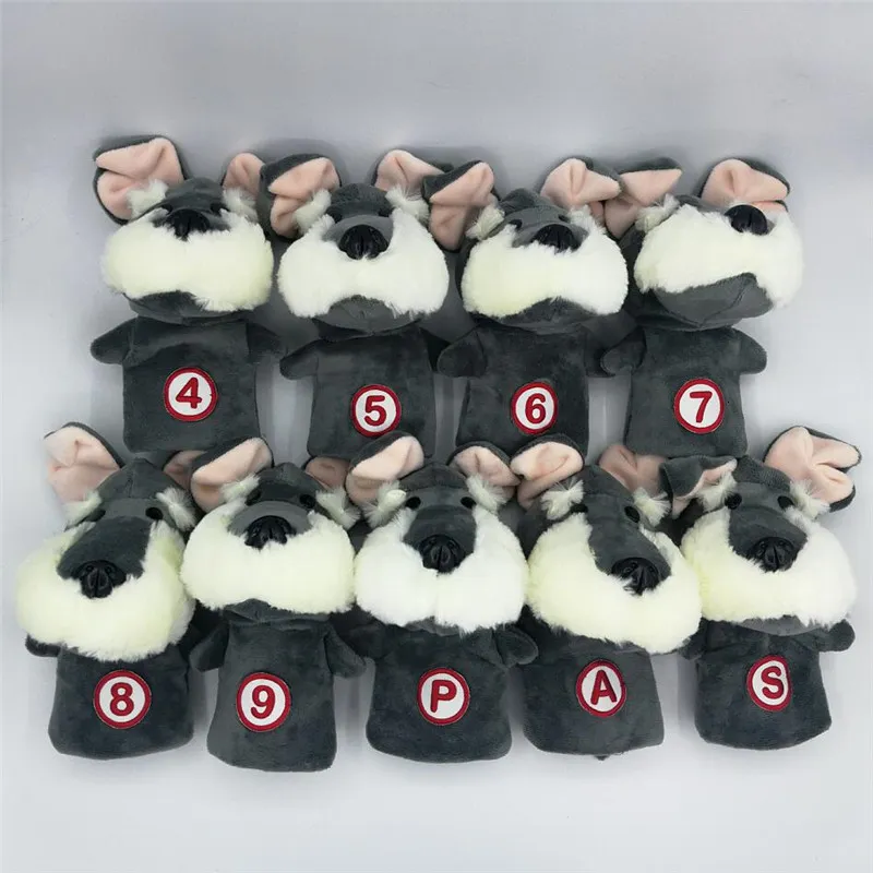 Club arbres Schnauzer fer bois couvre-chef Golf animaux fers couvre peluche matériel mascotte nouveauté mignon cadeau 230920