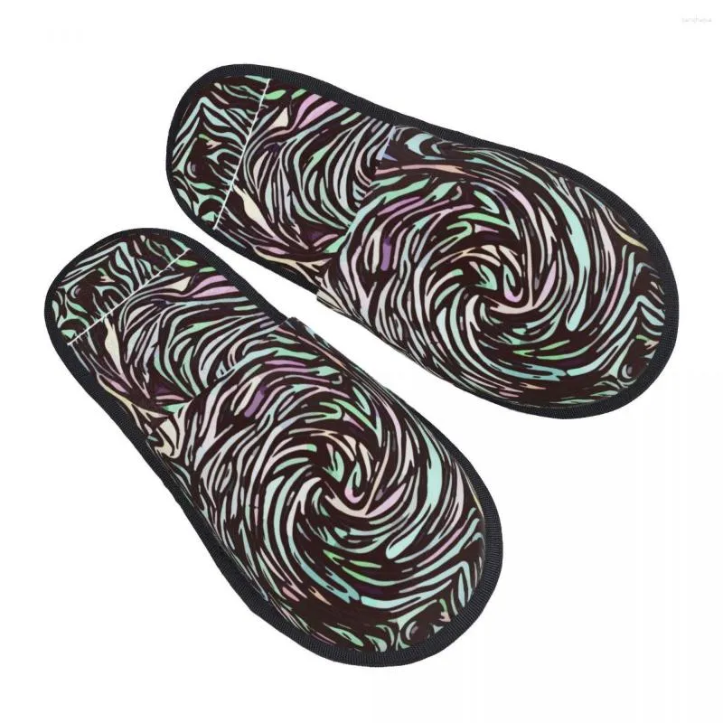 Slippers Winterpantoffel Vrouw Man Pluizig Warm Abstract Gebrandschilderd glas Huis Schoenen