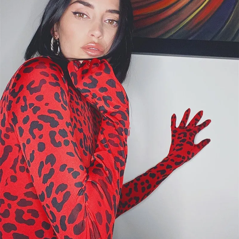 Kadın Tulumları Tulumlar Vintage Kırmızı Leopar Baskı Yelttlenek Uzun Kollu Sıska Bodysuit, Glovers Sonbahar Seksi Partisi Kulüp Kıyafet Bodycon Body Top 230920