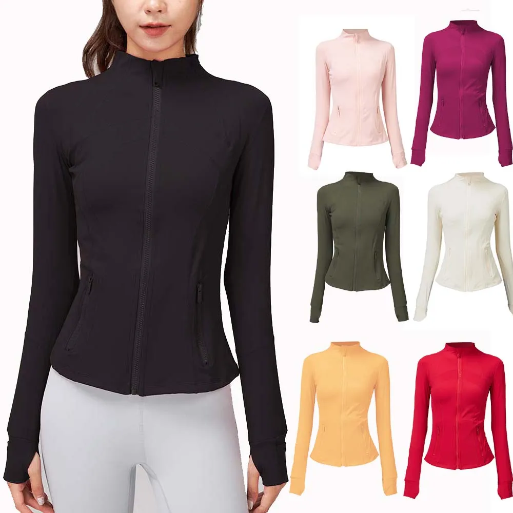 Lulule Chaqueta de yoga para mujer con cremallera completa, chaqueta deportiva para correr, ropa deportiva con cremallera, camisetas de entrenamiento ajustadas