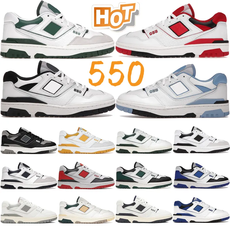 Designer 550 running shoes white green grey black red UNC navy blue shadow Natural Sea Salt Varsity Gold burgundy purple royal sail mens womens sneakers trainers