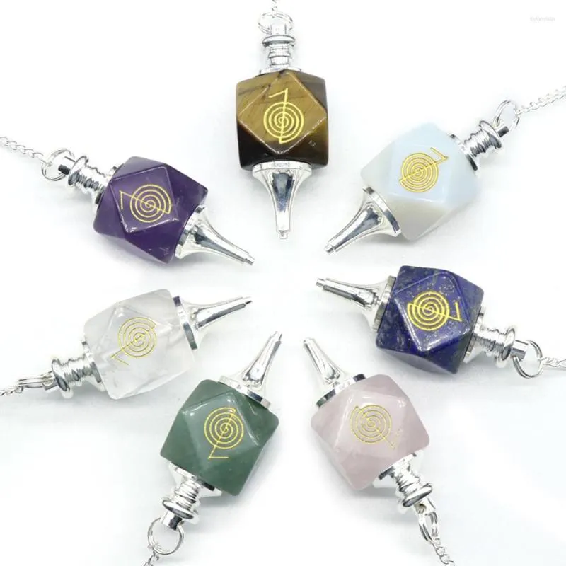 Pendant Necklaces Natural Stone Shuttle Pendulums Radiesthesia For Dowsing Divination Gem Amethyst Rose Quartz Opal Healing Reiki Chakra