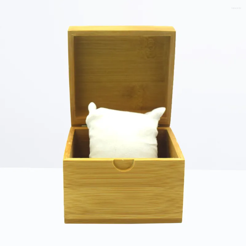 Watch Boxes Bamboo Box Pocket Case Jewelry Holder Bracelet Organizer Gift (Box With White Pillow)