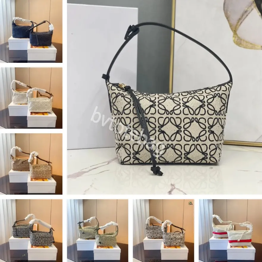 designer bag hobo bag women Anagram Casual canvas bags jacquard cloth and cow leather Cubi lady box patchwork fashion bags handbags crossbody 25cm/20cm lowewe bag