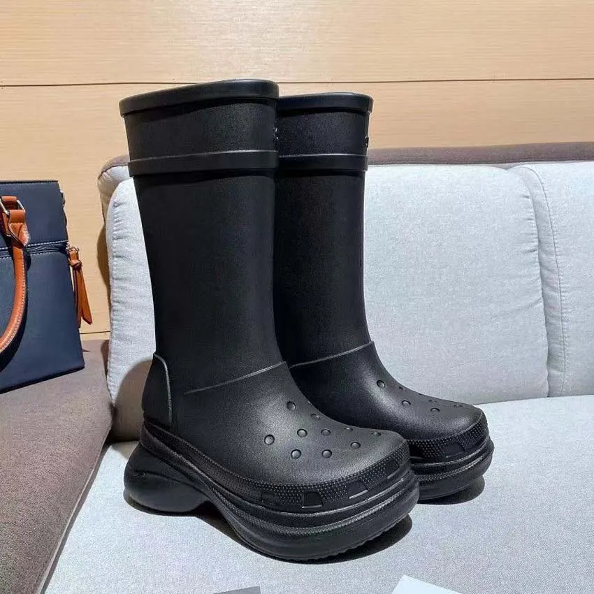Designer Heren Dames Mode Sneeuwlaarzen Hak Laarzen Regenrubber Winter Regenlaarzen Platform Enkel Slip on Zwart Groen Focalistic Outdoor